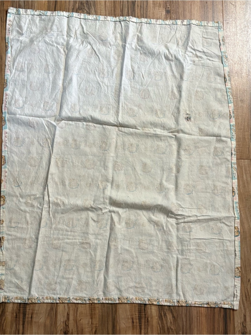 Lot of 2 Vintage Flannel Baby Blanket Precious Moments Teddy Beddy Bear Handmade - Picture 5 of 11